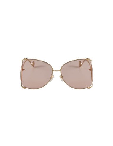 Gucci GG0252S 004 Square Shape Rosa transparente Dorado