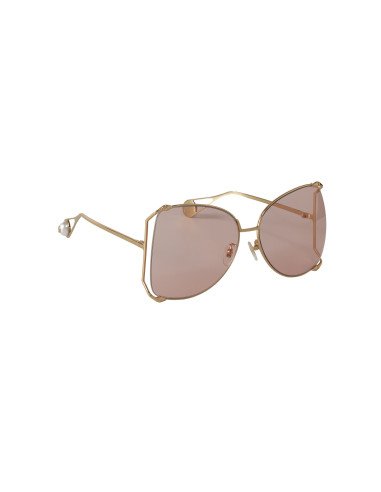 Gucci GG0252S 004 Square Shape Rosa transparente Dorado
