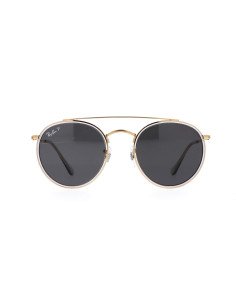 Ray Ban Rb3647n 9210/48 Round Double Bridge Negro Polarizado Dorado