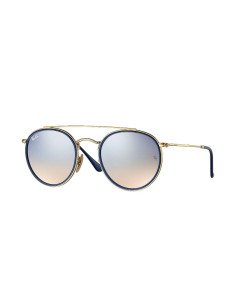 Ray Ban Rb3647n 001/9u Round Double Bridge Azul Espejo Dorad