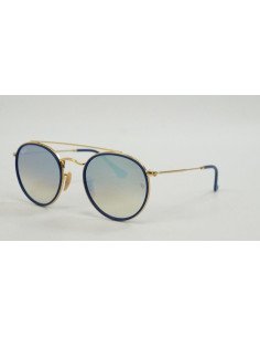 Ray Ban Rb3647n 001/9u Round Double Bridge Azul Espejo Dorad