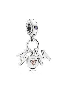 Charm Pandora Colgante MOm de Plata con Cristal Rosa y Cristal Lila PA168