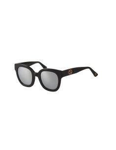 Gucci Gg0208s 002 Square Oversized Negro Plata Espejo