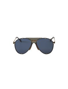 Gucci Gg0740S 002 Aviator Metal Azul Transparente Dorado