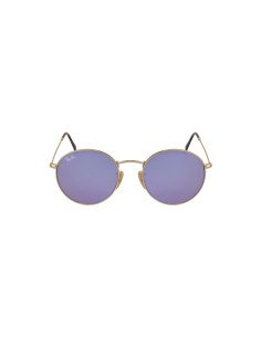 Ray Ban Rb3447N 001/8o Round Metal Flat Lila Espejo Dorado
