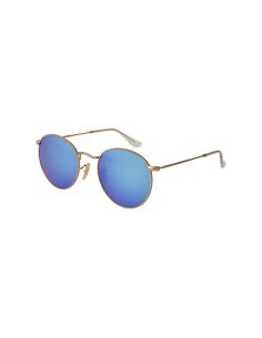 Ray Ban Rb3447 112/17 Round Metal Azul Espejo Dorado Icon.